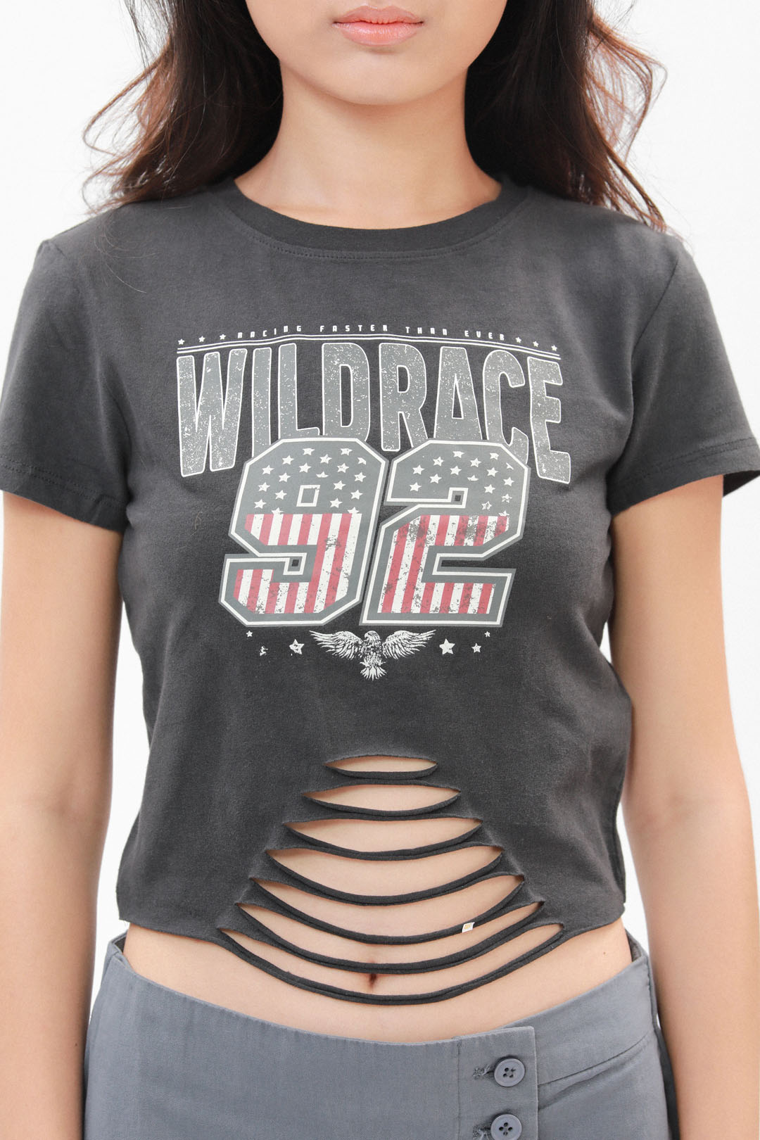 【MUDIDI】22SS★ Lettering crop t-shirt 001 HEALTHY & ORGANIC LADIES CROP TEE – Midnight Organic